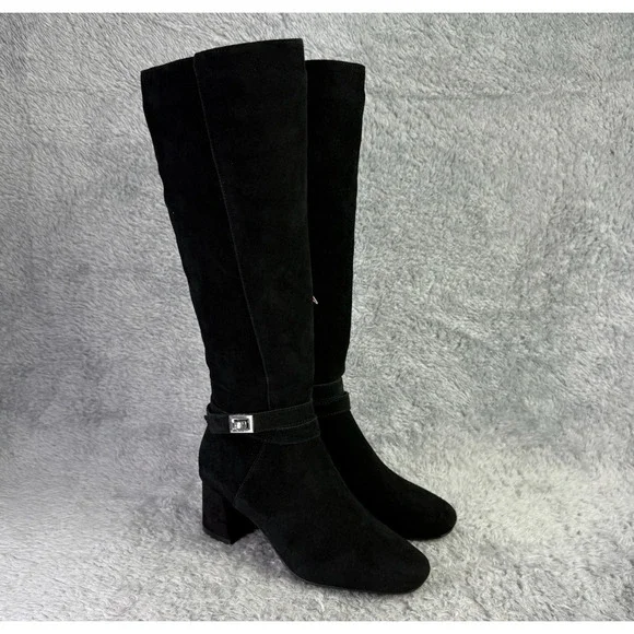 Blondo Ashley Tall Boots Womens 6 Black Suede Waterproof Knee-High Heeled - Picture 4 of 14